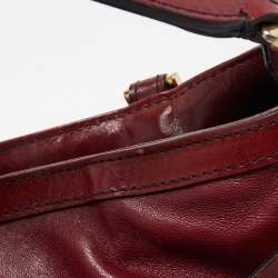 Pre Owned Burberry Burgundy Leather Bridle Dutton Hobo