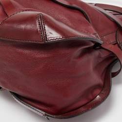 Pre Owned Burberry Burgundy Leather Bridle Dutton Hobo