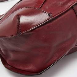 Pre Owned Burberry Burgundy Leather Bridle Dutton Hobo
