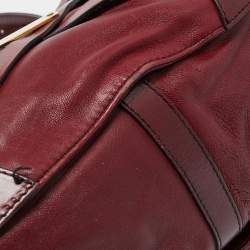 Pre Owned Burberry Burgundy Leather Bridle Dutton Hobo