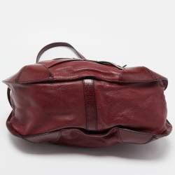 Pre Owned Burberry Burgundy Leather Bridle Dutton Hobo