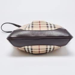 Pre Owned Burberry Beige/Brown Haymarket Check Coated Canvas and Leather Hartham Crossbody Bag