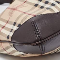 Pre Owned Burberry Beige/Brown Haymarket Check Coated Canvas and Leather Hartham Crossbody Bag