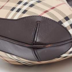 Pre Owned Burberry Beige/Brown Haymarket Check Coated Canvas and Leather Hartham Crossbody Bag