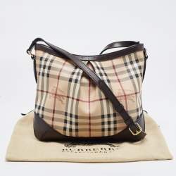 Pre Owned Burberry Beige/Brown Haymarket Check Coated Canvas and Leather Hartham Crossbody Bag