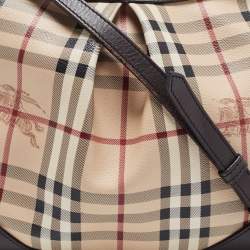 Pre Owned Burberry Beige/Brown Haymarket Check Coated Canvas and Leather Hartham Crossbody Bag