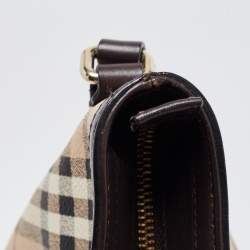 Pre Owned Burberry Beige/Brown Haymarket Check Coated Canvas and Leather Hartham Crossbody Bag