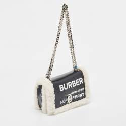Pre Owned Burberry Black/White Leather and Fox Fur Small Lola Shoulder Bag