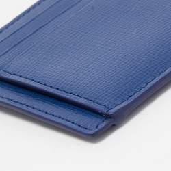 Pre Owned Burberry Blue Leather Logo Card Holder