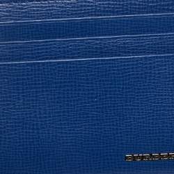 Pre Owned Burberry Blue Leather Logo Card Holder
