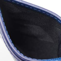 Pre Owned Burberry Blue Leather Logo Card Holder
