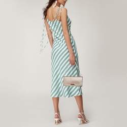 Pre Owned Burberry Gold Woven Leather Flap Chain Shoulder Bag