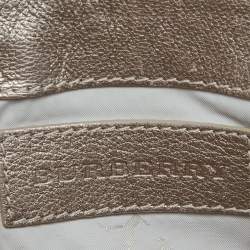 Pre Owned Burberry Gold Woven Leather Flap Chain Shoulder Bag