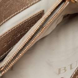 Pre Owned Burberry Gold Woven Leather Flap Chain Shoulder Bag