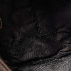 Pre Owned Burberry Dark Brown/Military Green Quilted Nylon and Leather Crossbody Bag