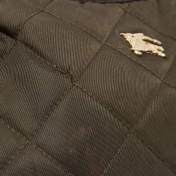 Pre Owned Burberry Dark Brown/Military Green Quilted Nylon and Leather Crossbody Bag