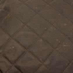 Pre Owned Burberry Dark Brown/Military Green Quilted Nylon and Leather Crossbody Bag