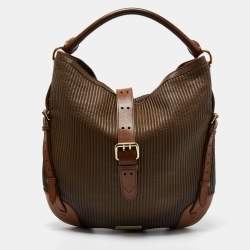 Pre Owned Burberry Brown Quilted Leather Dunloe Hobo