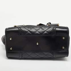 Pre Owned Burberry Black Quilted Leather Manor Bag