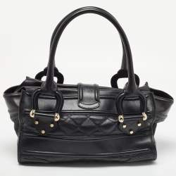 Pre Owned Burberry Black Quilted Leather Manor Bag