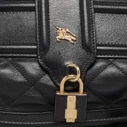 Pre Owned Burberry Black Quilted Leather Manor Bag