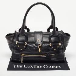 Burberry Black Quilted Leather Manor Bag