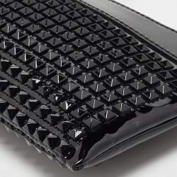 Pre Owned حقيبة كلاتش بربري حمالة معصم ترصيعات Hyde  جلد لامعة سوداء