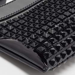 Pre Owned حقيبة كلاتش بربري حمالة معصم ترصيعات Hyde  جلد لامعة سوداء