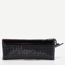 Pre Owned حقيبة كلاتش بربري حمالة معصم ترصيعات Hyde  جلد لامعة سوداء