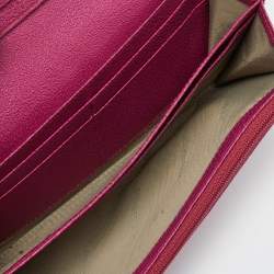 Pre Owned Burberry Pink Leather Flap Continental Wallet