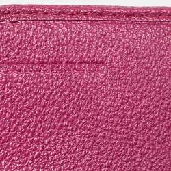 Pre Owned Burberry Pink Leather Flap Continental Wallet