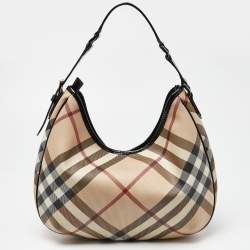 Burberry Beige/Black Supernova PVC and Patent Leather Barton Hobo