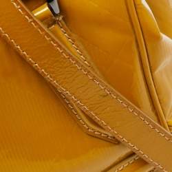 Pre Owned Burberry Mustard Patent Leather Top Zip Tote