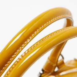 Pre Owned Burberry Mustard Patent Leather Top Zip Tote