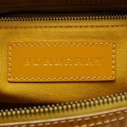 Pre Owned Burberry Mustard Patent Leather Top Zip Tote