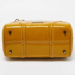 Pre Owned Burberry Mustard Patent Leather Top Zip Tote