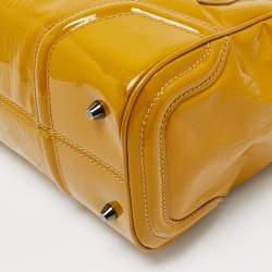 Pre Owned Burberry Mustard Patent Leather Top Zip Tote