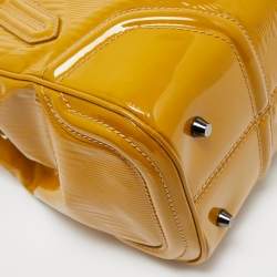 Pre Owned Burberry Mustard Patent Leather Top Zip Tote