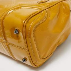 Pre Owned Burberry Mustard Patent Leather Top Zip Tote