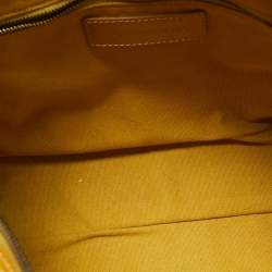 Pre Owned Burberry Mustard Patent Leather Top Zip Tote