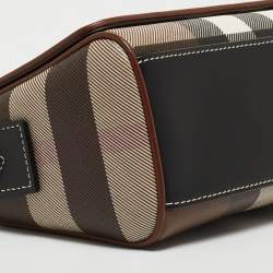 Pre Owned Burberry Brown/Black Check Coated Canvas and Leather Dorset Shoulder Bag