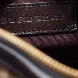 Pre Owned Burberry Black/Beige Haymarket Coated Canvas and Leather Alchester Bowler Bag