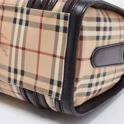 Pre Owned Burberry Black/Beige Haymarket Coated Canvas and Leather Alchester Bowler Bag