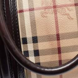 Pre Owned Burberry Black/Beige Haymarket Coated Canvas and Leather Alchester Bowler Bag