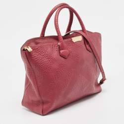 Pre Owned Burberry Red Leather Medium Dewsbury Tote