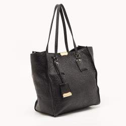 Pre Owned Burberry Black Grain Leather Woodbury Tote