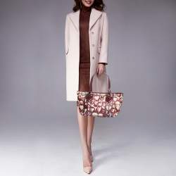 مملوكة مسبقًا حقيبة يد توتس بربري غراسي جلد لامعة وكانفاس مقوى كاروهات هارت نوفا عنابية