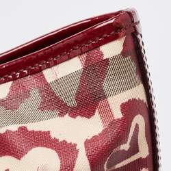 مملوكة مسبقًا حقيبة يد توتس بربري غراسي جلد لامعة وكانفاس مقوى كاروهات هارت نوفا عنابية