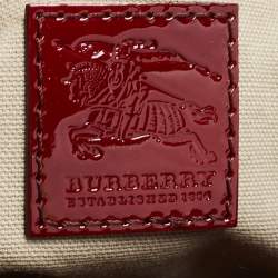 مملوكة مسبقًا حقيبة يد توتس بربري غراسي جلد لامعة وكانفاس مقوى كاروهات هارت نوفا عنابية