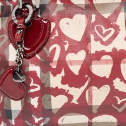 مملوكة مسبقًا حقيبة يد توتس بربري غراسي جلد لامعة وكانفاس مقوى كاروهات هارت نوفا عنابية